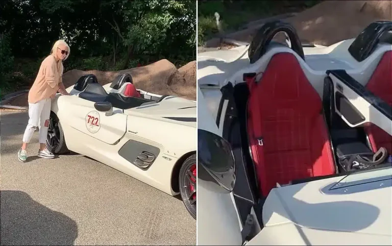 Supercar Blondie tests rare Mercedes SLR with no windshield